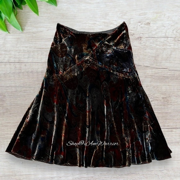 Coldwater Creek NWT velvet paisley a-line midi skirt *shop@iamwarrier - Picture 4 of 10